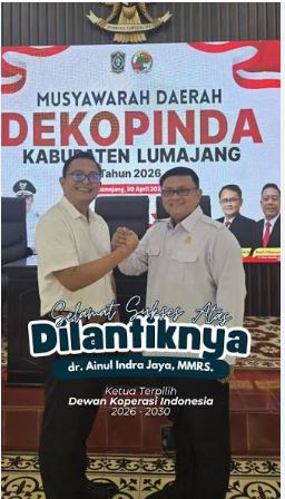 dr. Ainul Indra Jaya, MMRS ketua terpilih dekopinda LUmajang